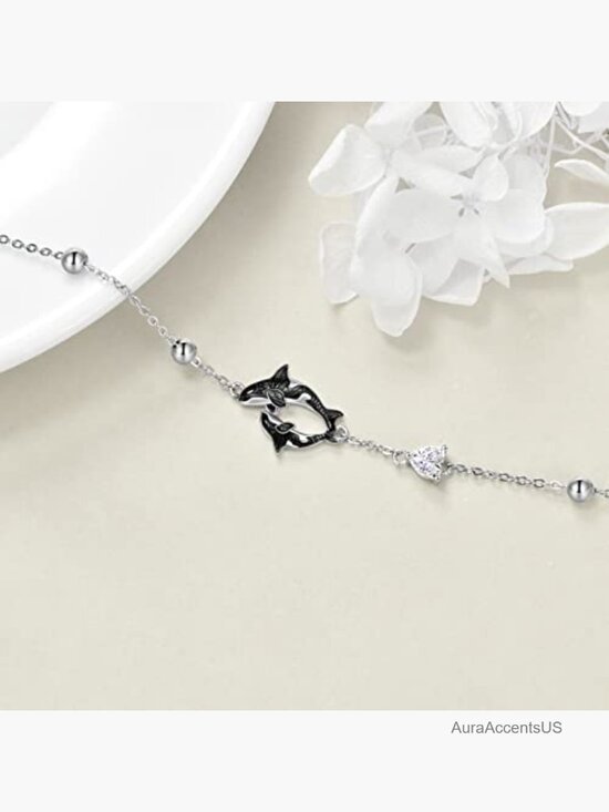 Sterling Silver Bracelet – Aurora Charm Sterling Silver Ocean Beaded Charm Adjustable Bracelet